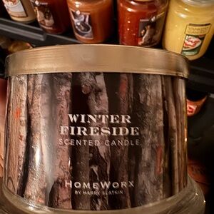 HomeWorx Winter Fireside Scented Candle - Brown and Gold